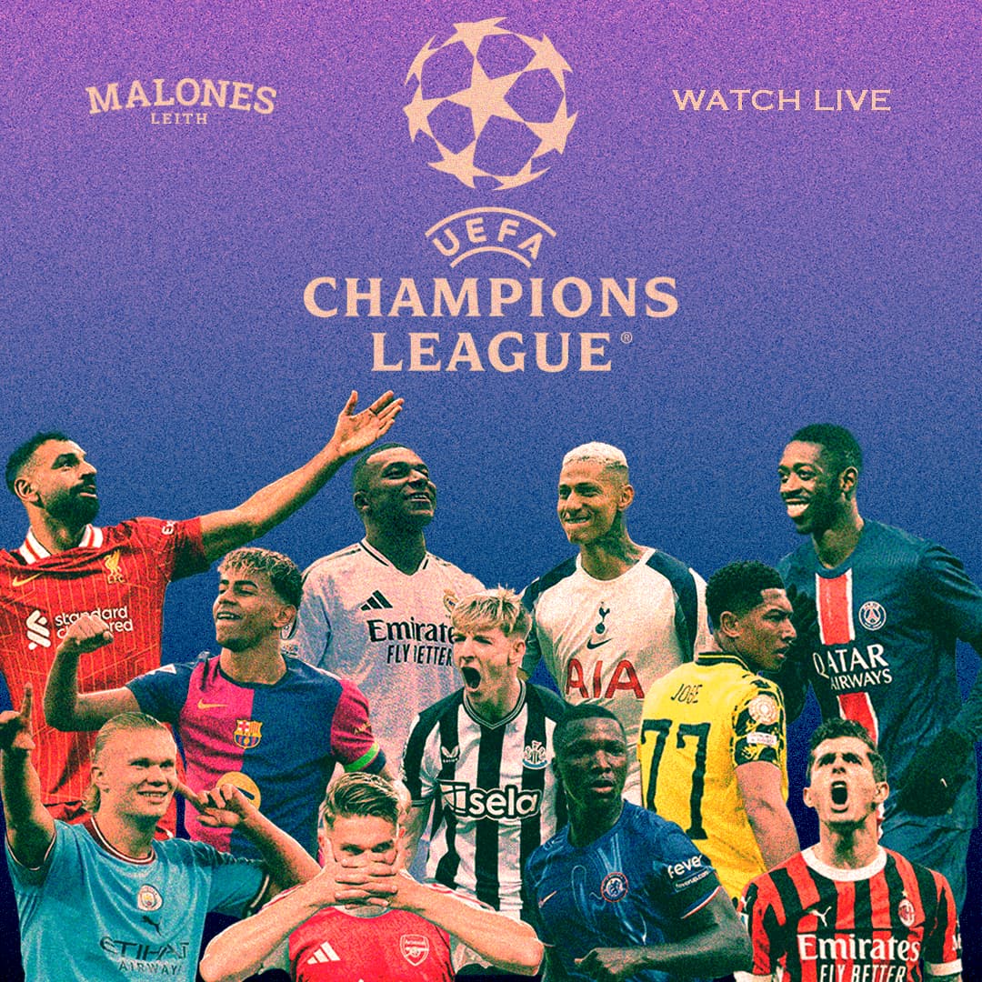 Watch the Champions League at Malones Leith poster