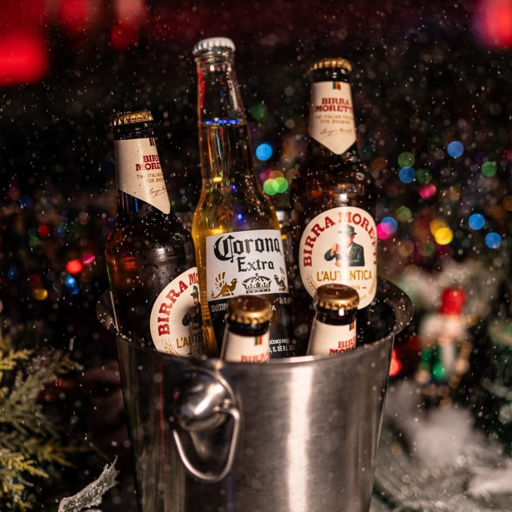 A bucket of beers for an office Christmas party at Malones Leith