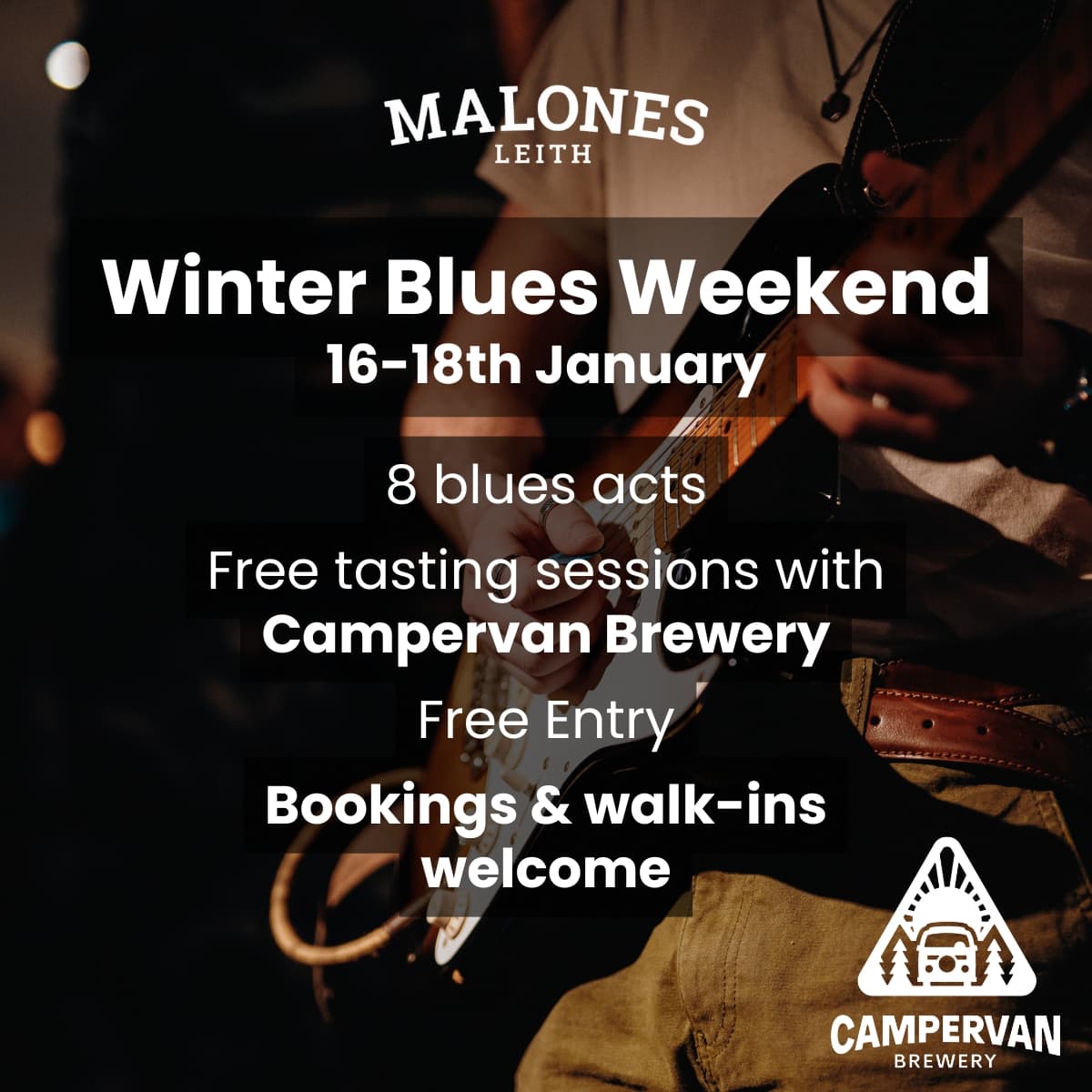 A flyer for the Winter Blues Festival coming to Malones Leith