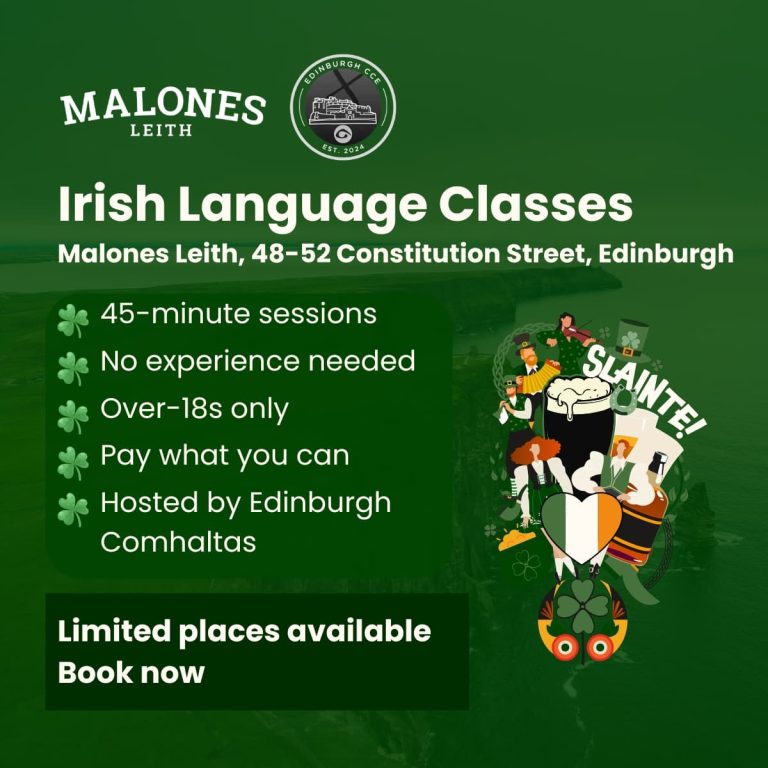 Irish Language Classes in Edinburgh at Malones Leith